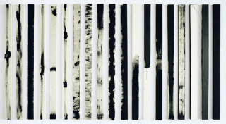 Robert MacPherson, Australia 1937-2021 / SCALE FROM THE TOOL 1976 / Acrylic on canvass / 19 panels / Private collection, Sydney / © Estate of Robert MacPherson