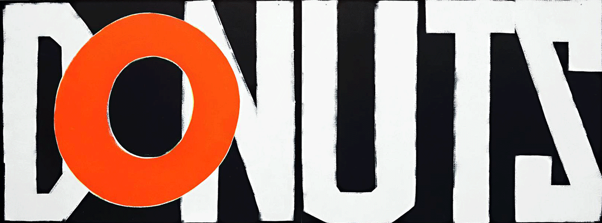 Robert MacPherson, Australia 1937-2021 / MAYFAIR: DONUTS 4 “DONUTS.” 1992–2006 / Dulux Weathershield Acrylic on Masonite / Collection: The artist / Courtesy: Yuill | Crowley, Sydney / © Estate of Robert MacPherson