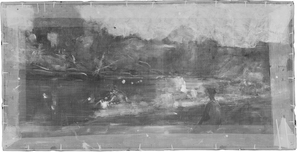 X-ray composite of The bathers showing the two altered figures