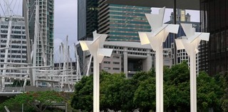 Martin Boyce, United Kingdom b.1967 / We are shipwrecked and landlocked 2008-10 / Polyurethane on aluminium / Three elements: 770cm (high, each) / Gift of Kaldor Public Art Projects (Sydney), the artist and The Modern Institute (Glasgow) with financial assistance from the Queensland Government through Arts Queensland 2010 / Collection: Queensland Art Gallery | Gallery of Modern Art / Installed for ’21st Century: Art in the First Decade’ at the Gallery of Modern Art (GOMA) 18 December 2010 – 26 April 2011 / © Martin Boyce