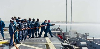 An-My Le / Damage Control Training, USS Nashville, Senegal (from 'Events Ashore' series) 2009 / The Kenneth and Yasuko Myer Collection of Contemporary Asian Art. Purchased 2011 with funds from Michael Sidney Myer through the Queensland Art Gallery Foundation / Collection: Queensland Art Gallery / © The artist