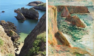 Left: Port-Coton, Belle-Île, France, June 2018 / Photograph: Roger Benjamin / Right: Henri Matisse, France 1869–1954 / Rochers à Belle-Île (Rocks at Belle-Île) 1897 / Oil on canvas / 73 x 59.5cm / Collection: Nock Art Foundation, Hong Kong