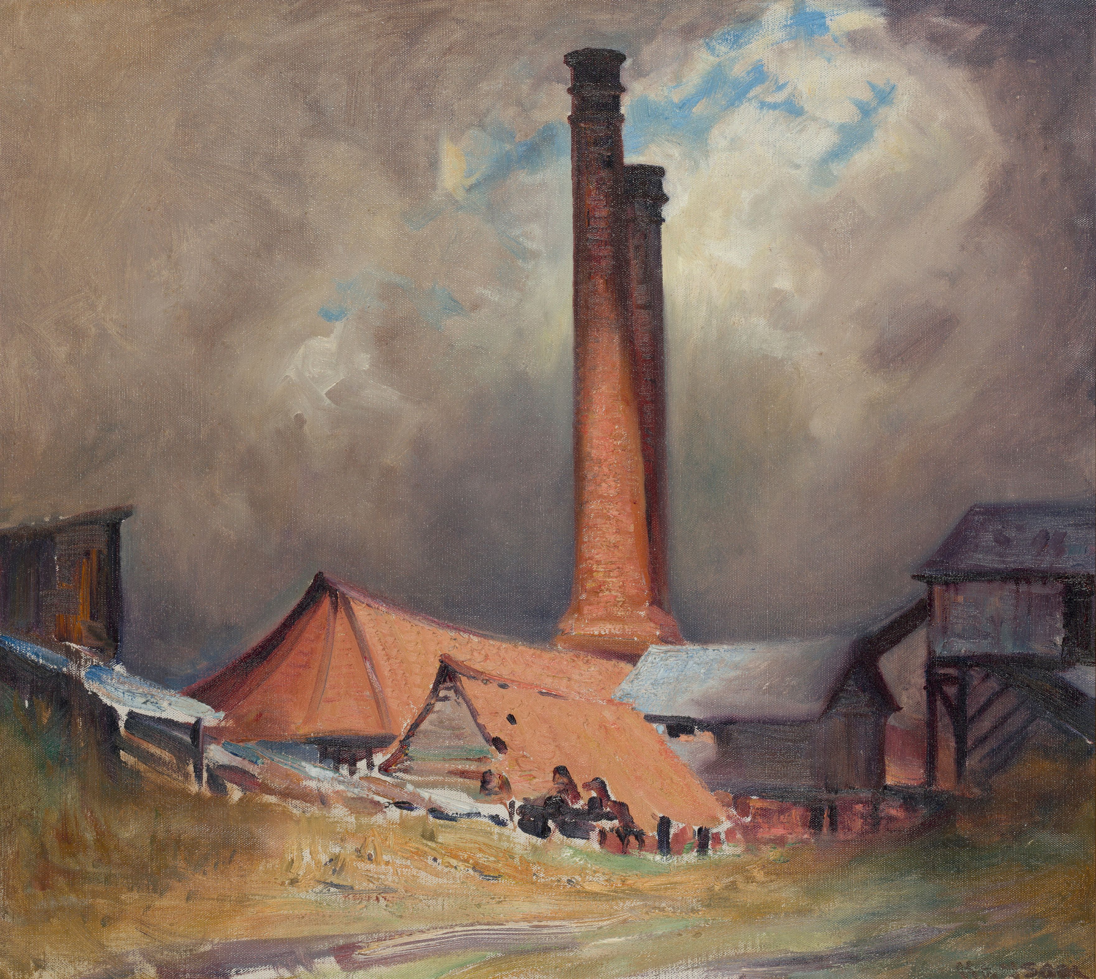 Melville Haysom, Australia 1900-1967 / Albion Stacks  (detail) c. 1949 / Oil on canvas on composition board / 48.9 x 54.2cm / Purchased 1949 / Collection: Queensland Art Gallery | Gallery of Modern Art / © QAGOMA