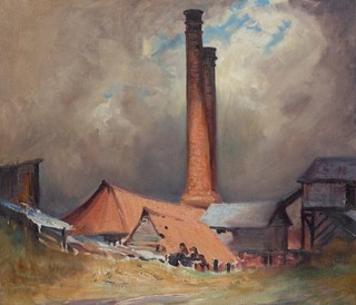 Melville Haysom, Australia 1900-1967 / Albion Stacks  (detail) c. 1949 / Oil on canvas on composition board / 48.9 x 54.2cm / Purchased 1949 / Collection: Queensland Art Gallery | Gallery of Modern Art / © QAGOMA