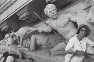 Daphne Mayo, c.1930 working on the Brisbane City Hall Tympanum / Courtesy: QAGOMA Research Library