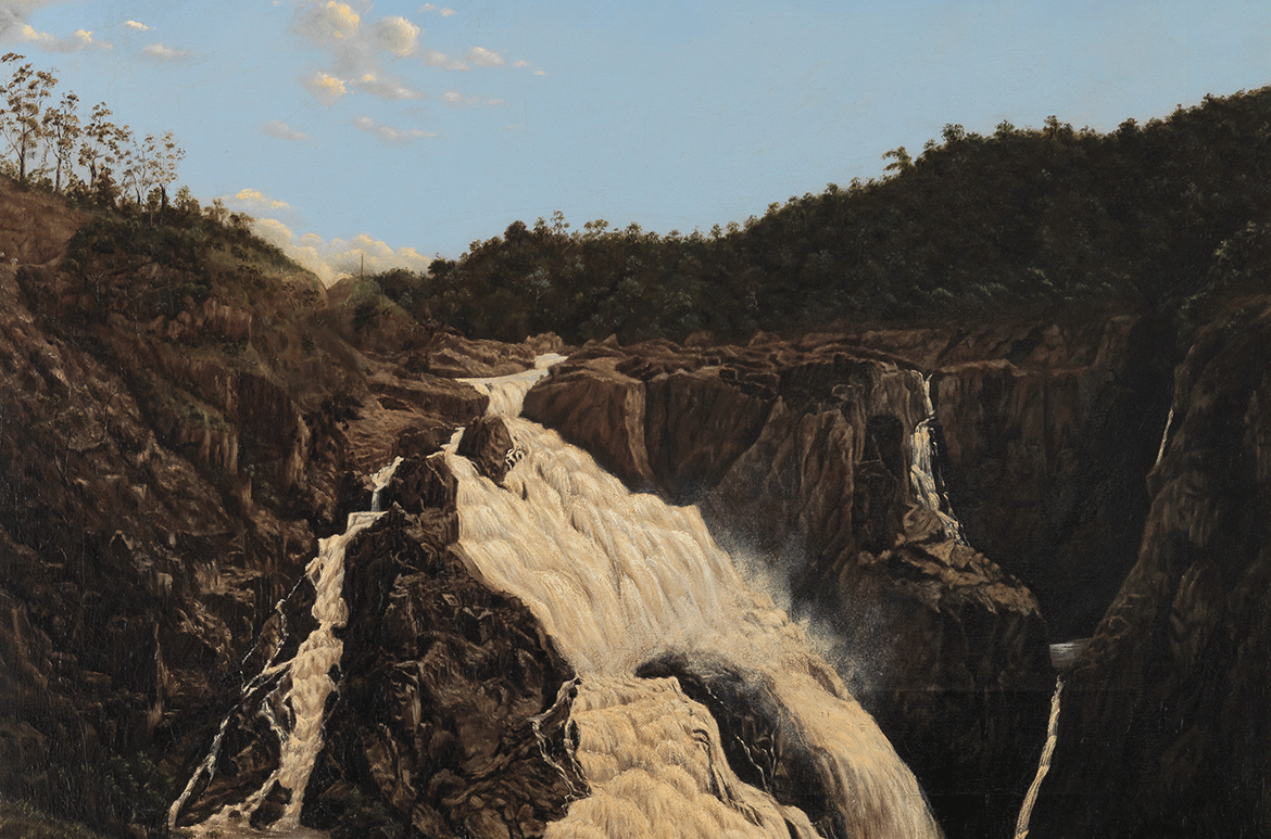 Winifred Rumney, England/Australia 1870–1946 / Barron Falls 1906 / Oil on canvas / 128.9 x 86.2cm / Gift of the Agent-General for Queensland, London 1971 / Collection: Queensland Art Gallery | Gallery of Modern Art