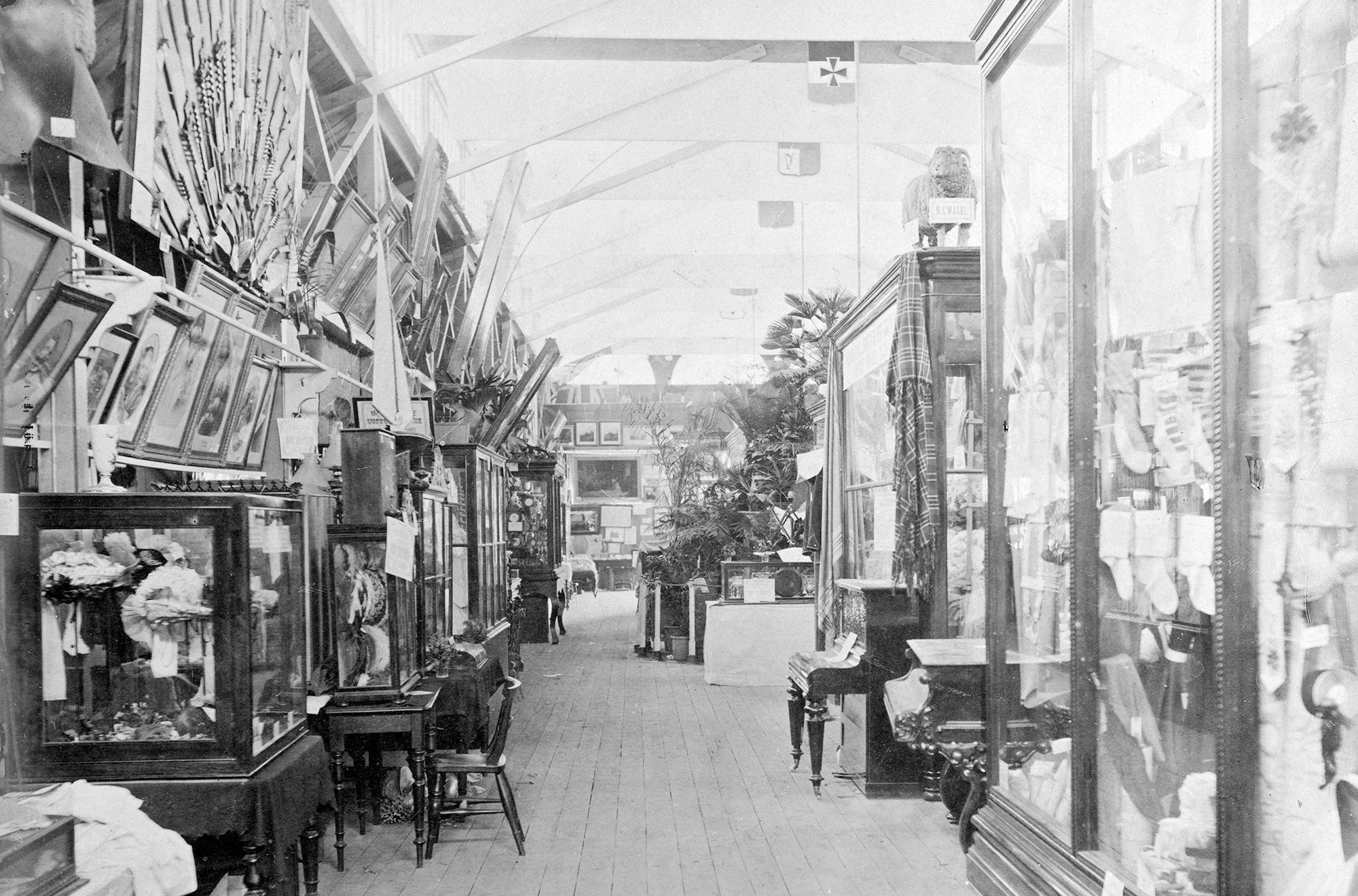 George P Wright, photographer / Displays inside the main pavilion at the inaugural Intercolonial Exhibition, Bowen Park, Brisbane, 22 August 1876 / 99184906288502061 / Courtesy: John Oxley Library, State Library of Queensland, Brisbane