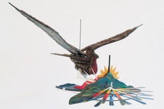 Ken Thaiday Sr, Meriam Mir people, Australia b.1950 / Waumer (Frigatebird) 2004 / Plywood, synthetic polymer paint, black bamboo, plastic, fishing line / 150 x 200 x 240cm / Purchased 2004. Queensland Art Gallery Foundation Grant / Collection: Queensland Art Gallery | Gallery of Modern Art / © Ken Thaiday Sr
