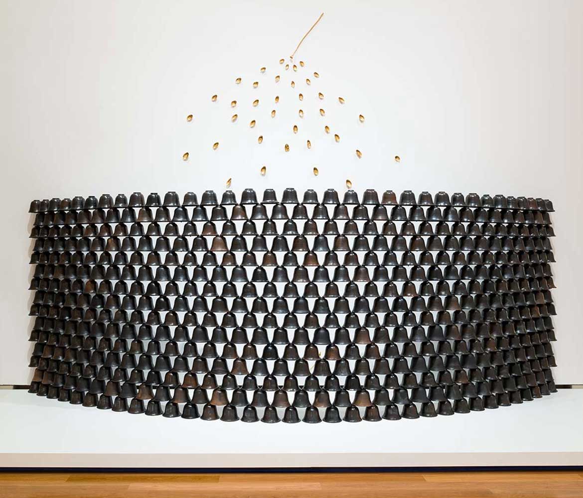 Montien Boonma, Thailand 1953-2000 / Lotus sound 1992 / Terracotta, gilded wood / 390 x 542 x 117cm / The Kenneth and Yasuko Myer Collection of Contemporary Asian Art. Purchased 1993 with funds from The Myer Foundation and Michael Sidney Myer through the Queensland Art Gallery Foundation / Collection: Queensland Art Gallery | Gallery of Modern Art / © QAGOMA