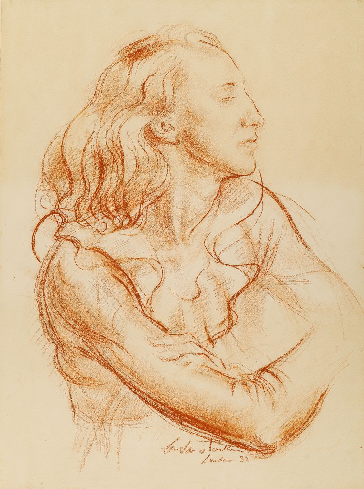 Constance Stokes, Australia 1906-91 / Portrait of Marguerite Salle 1932 / Conte Crayon on paper / 46 x 37.6cm / Purchased 1977 / Collection: Queensland Art Gallery | Gallery of Modern Art / © QAGOMA