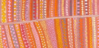 Patrick Tjungurrayi, Pintupi/Kukatja people, Australia c.1940–2017 / Untitled (Ngaru) 2009 / Synthetic polymer paint on linen / 182.1 x 243.7cm / Purchased 2020. Queensland Art Gallery | Gallery of Modern Art Foundation / Collection: Queensland Art Gallery | Gallery of Modern Art / © Estate of Patrick Tjungurrayi/Licensed by Aboriginal Artists Agency