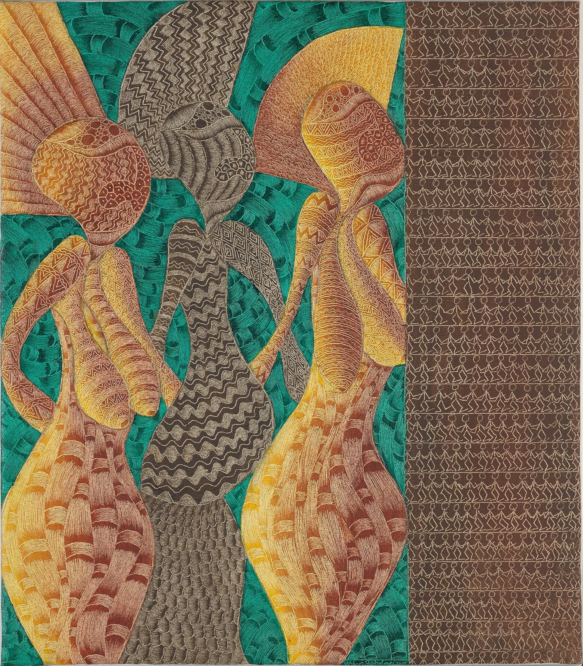 William Bakalevu, Fiji b.1961 / The Taralala 2010 / Oil on canvas / 54 × 49cm
(unstretched) / Gift of Bruce Sowter through the QAGOMA Foundation 2023 / Collection: Queensland Art Gallery | Gallery of Modern Art / © William Bakalevu