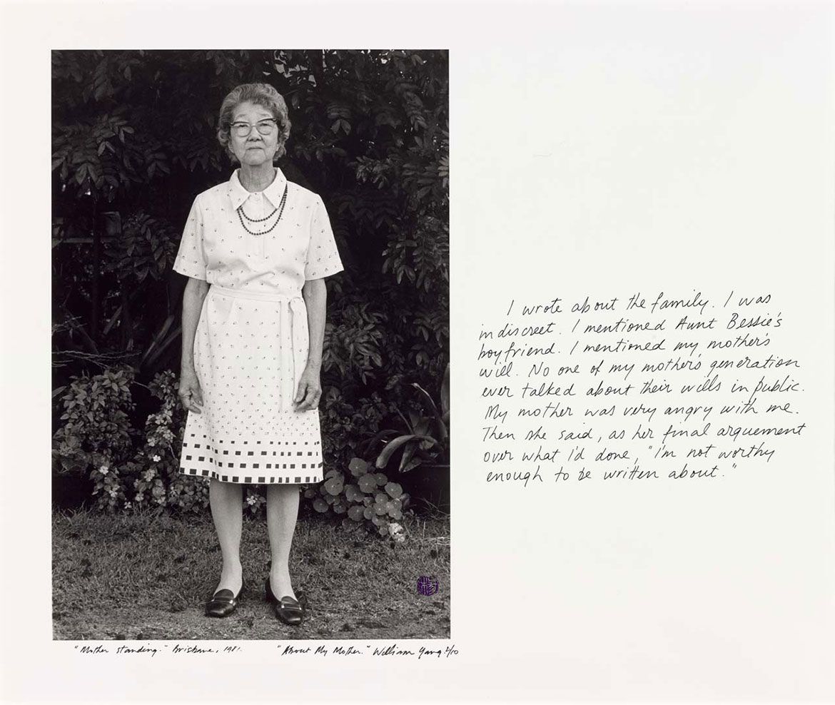 William Yang, Australia b.1943 / “Mother standing.” Brisbane. 1981. (from ‘About my mother’ portfolio) 2003 / Gelatin silver photograph on paper / 51.3 x 61.1cm (comp.) / Purchased 2004. Queensland Art Gallery Foundation Grant / Collection: Queensland Art Gallery | Gallery of Modern Art / © William Yang