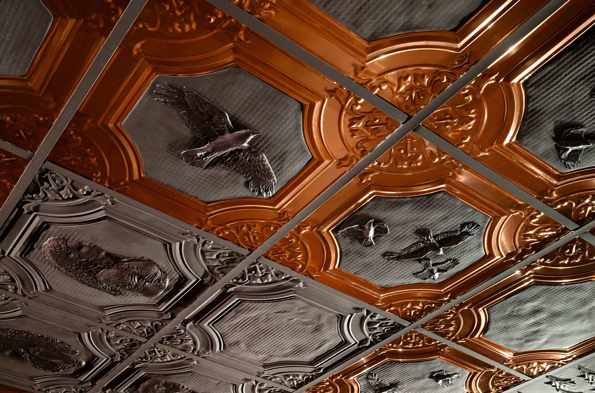 Jasmine Togo-Brisby, Australian South Sea Islander, Australia b.1982 / Copper Archipelago 2024 / Copper, resin and steel / 50 × 960 × 360cm (approx.) / Commissioned for ‘The 11th Asia Pacific Triennial of Contemporary Art’ / Purchased 2024 with funds from Tim Fairfax AC through the QAGOMA Foundation / This project is supported by the Queensland Government through Arts Queensland and assisted by the Australian Government through Creative Australia, its principal arts investment and advisory body / Collection: Queensland Art Gallery | Gallery of Modern Art / © Jasmine Togo-Brisby