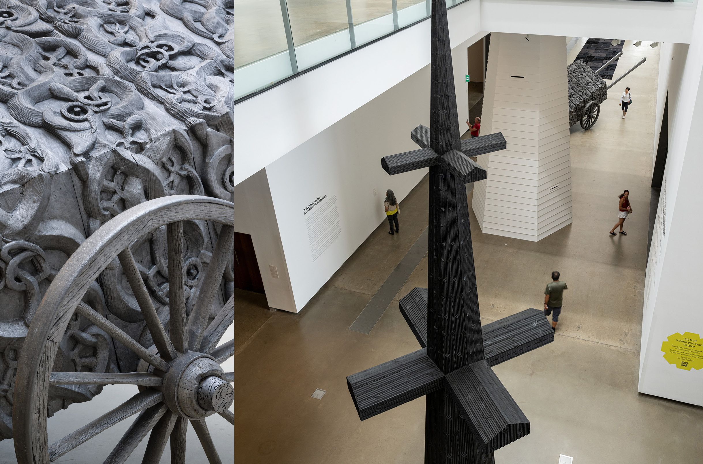 Brett Graham’s monumental installation Tai Moana Tai Tangata 2024 installed in 'The 11th Asia Pacific Triennial of Contemporary Art', Gallery of Modern Art / © Brett Graham / Photographs: C Callistemon © QAGOMA