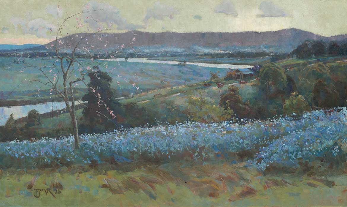 F.J. Martyn Roberts, England/Australia 1871-1963 / Evening (Mt Coot-tha from Dutton Park) 1898 / Oil on canvas / 74 x 125.1cm / Purchased 1997 with funds from M.I.M. Holdings Limited through the Queensland Art Gallery Foundation / Collection: Queensland Art Gallery | Gallery of Modern Art / © Estate of F.J. Martyn Roberts