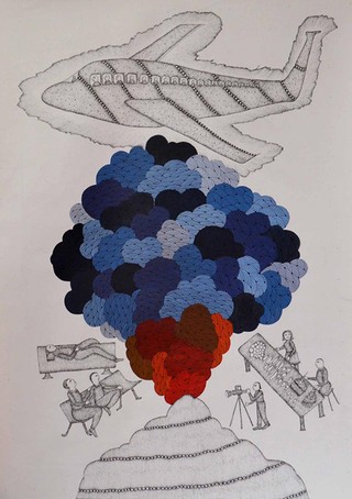 Venkat Raman Singh SHYAM Pardhan Gond people,India b. 1970 Aag 2010 Synthetic polymer paint on canvas 91.5 x 122cm Courtesy: The artist