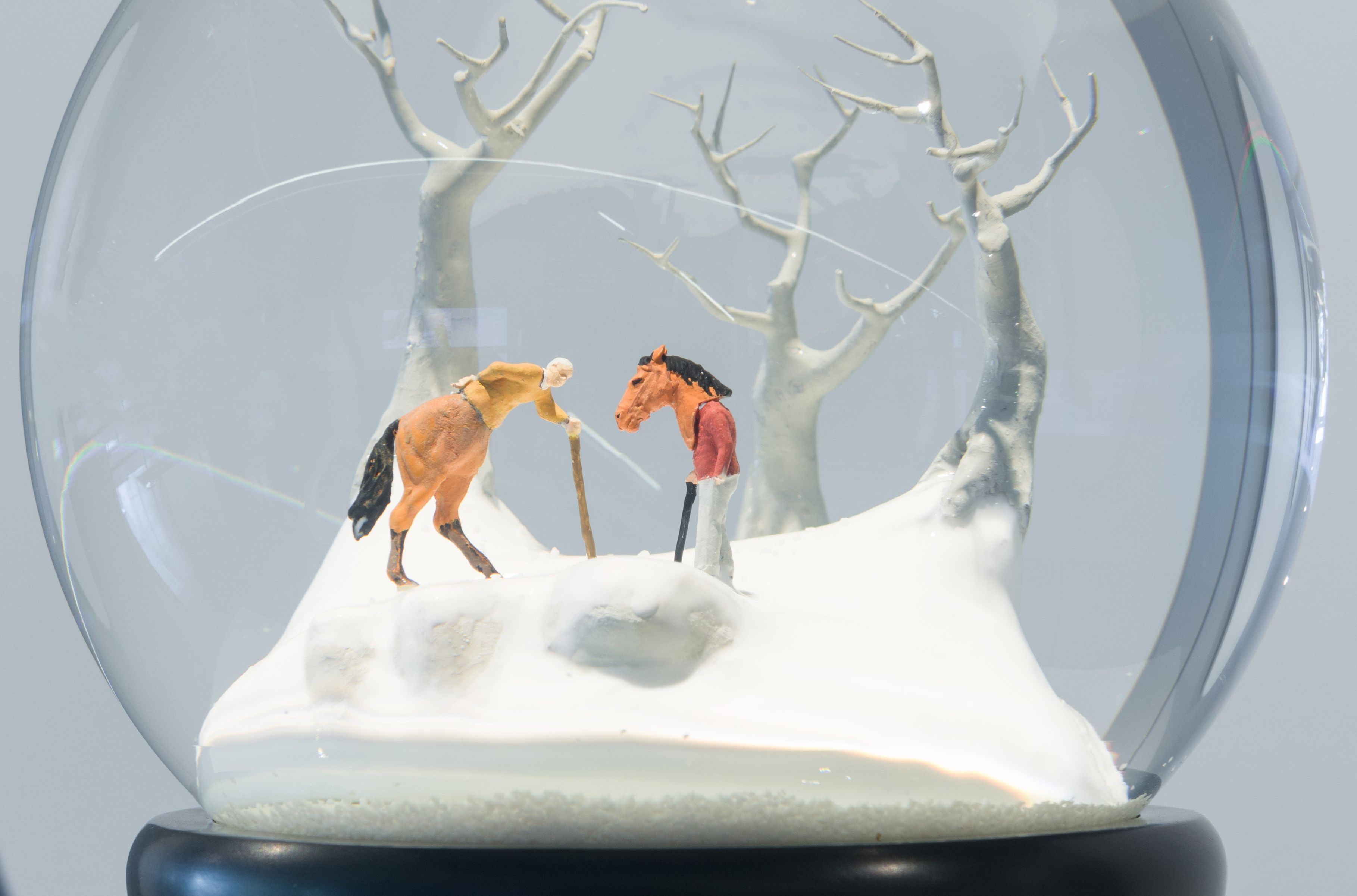 Walter Martin, United States b.1953; Paloma Muñoz, Spain b.1965 / Traveler 311 2016 / Snow globe / 19 x 15.2 x 15.2cm / Purchased 2023 with funds from Tim Fairfax AC through the QAGOMA Foundation / Collection: Queensland Art Gallery | Gallery of Modern Art / © Walter Martin and Paloma Muñoz