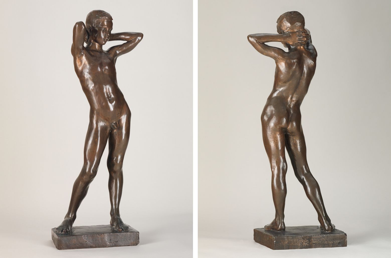 Daphne Mayo, Australia 1895-1982 / Sketch (of a boy) 1921, cast 1961 / Bronze / 76 x 32.5 x 20cm / Commissioned 1961 from a cast gifted by Queensland Wattle Day League 1923 / Collection: Queensland Art Gallery | Gallery of Modern Art / © Surf Lifesaving Foundation and The United Church in Australia Property Trust (Q.)