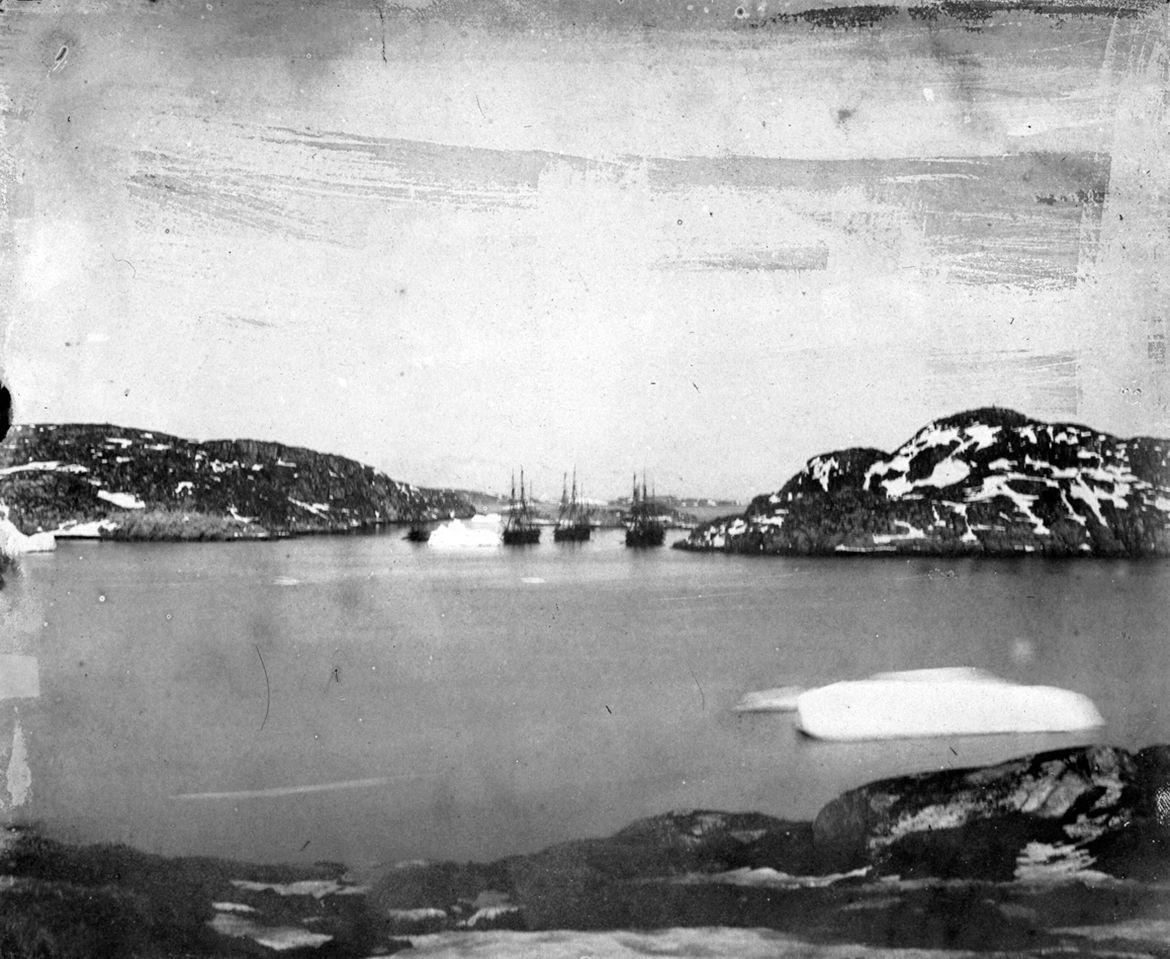 Dr. William Domville (photographer) / A view across the bay towards the four ships of the Franklin search expedition led by Captain Edward Belcher c. June-July 1852 / unwaxed calotype negative / M1958/119 / Image courtesy: Historic Photographs