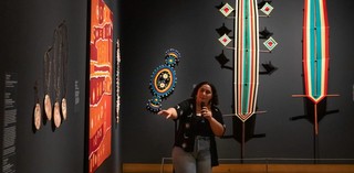 Facilitator Logan Bobongie at 'Art & This Place' tour at the Queensland Art Gallery / March 2023 / Photography: C Baxter, QAGOMA
