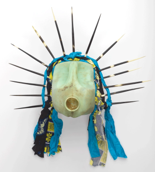 Romuald Hazoumé, Benin b.1962 / Liberte 2009 / Plastic, porcupine quills and fabric / 50 x 43 x 25cm / Purchased 2010 with a special allocation from the QAG Foundation / Collection: Queensland Art Gallery | Gallery of Modern Art / © Romuald Hazoume/ADAGP/Copyright Agency