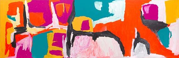 GABORI, Sally Aboriginal, Kaiadilt people Australia b.c.1924 Dibirdibi Country 2008 Synthetic polymer paint on linen 200 x 600cm Acc. 2008.220 Purchased 2008 with funds from Margaret Mittelheuser, AM, and Cathryn Mittelheuser, AM, through the Queensland Art Gallery Foundation