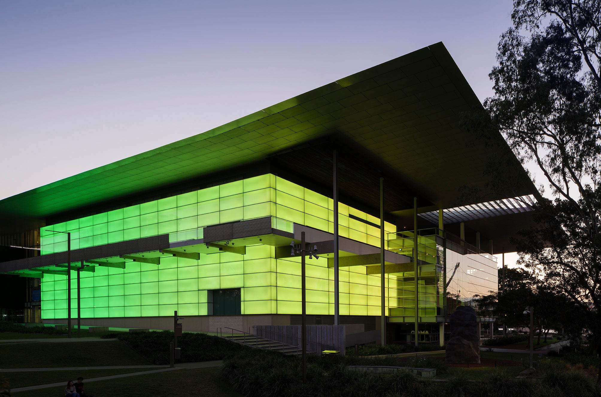 James Turrell, United States b.1943 / Night Life 2018 / Architectural light installation / Commissioned 2017 to mark the 10th anniversary of the opening of the Gallery of Modern Art. This project has been realised with generous support from the Queensland Government; Paul, Sue and Kate Taylor; the Neilson Foundation; and the Queensland Art Gallery | Gallery of Modern Art Foundation Appeal / Collection: Queensland Art Gallery | Gallery of Modern Art / © James Turrell / Photograph: Florian Holzherr