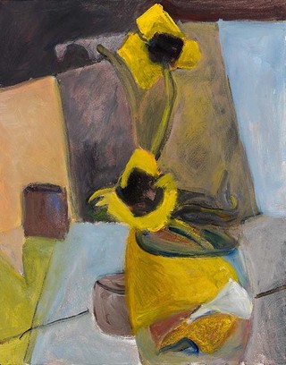 STAUNTON, Madonna Australia b.1938 Sunflowers 2013 Synthetic polymer paint on canvas 56 x 45.5 x 5cm (framed) Acc. 2014.335 Purchased 2014 with funds from the Estate of Kathleen Elizabeth Mowle through the Queensland Art Gallery | Gallery of Modern Art Foundation