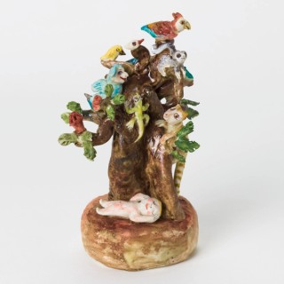 Elizabeth Olah, Australia b.1944 / Ornament: Sleeping baby 1981 / Porcelain, modelled and glazed and painted with polychrome overglaze colours / 13.6 x 8.5 x 6cm / Purchased 1981 with the assistance of the Crafts Board of the Australia Council / Collection: Queensland Art Gallery | Gallery of Modern Art / © QAGOMA