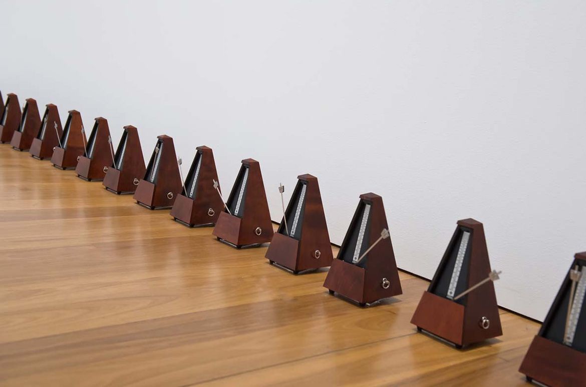 Martin Creed, United Kingdom b.1968 / Work no. 189 1998 / 39 metronomes beating time, one at every speed / 9 x 288 x 4cm / Purchased 2008. The Queensland Government’s Gallery of Modern Art Acquisitions Fund / Collection: Queensland Art Gallery | Gallery of Modern Art / © Martin Creed