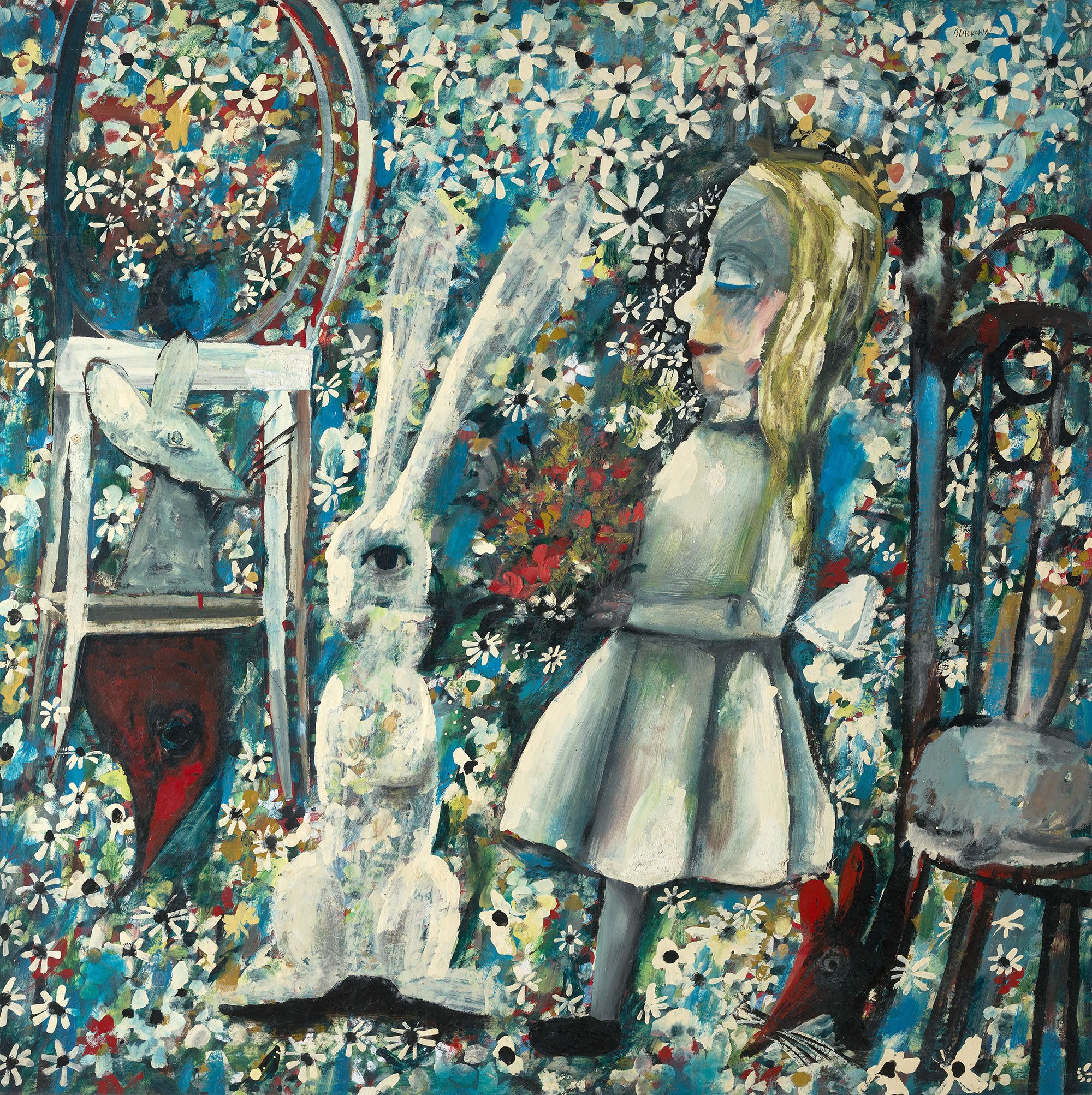 Charles Blackman, Australia 1928–2018 / The Blue Alice 1956-57 / Tempera, oil and household enamel on composition board / 122 x 122cm / Purchased 2000. The Queensland Government's special Centenary Fund / Collection: Queensland Art Gallery | Gallery of Modern Art / © Charles Blackman/Copyright Agency