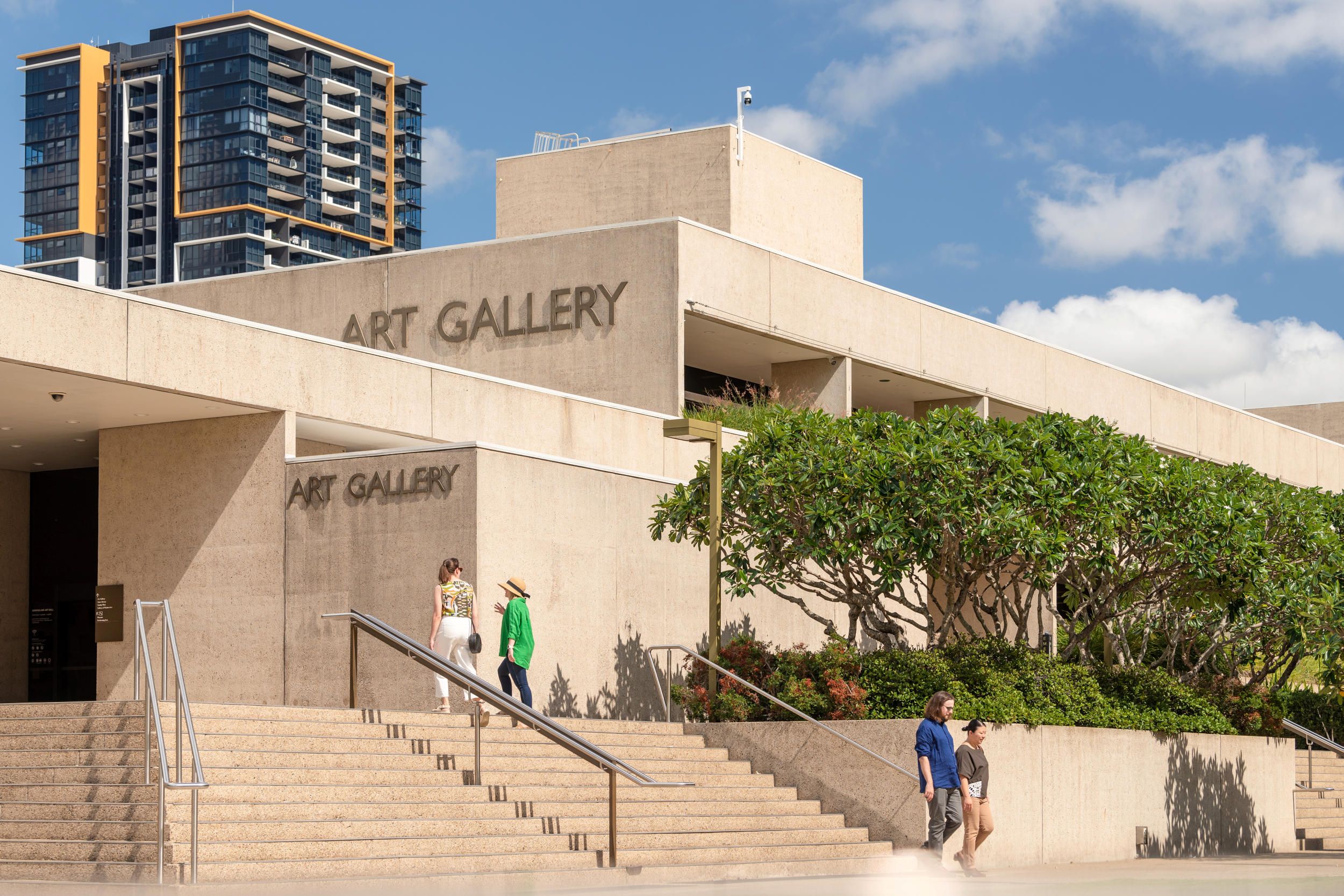 Image: Visitors outside the Queensland Art Gallery / Photograph: Joe Ruckli, QAGOMA