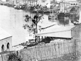 Metropolitan Baths, Brisbane River c.1875 / 99183506762902061 / Image courtesy: John Oxley Library, State Library of Queensland, Brisbane