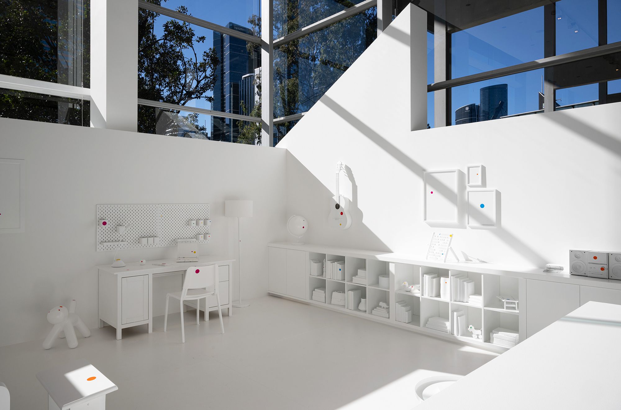 Yayoi Kusama, Japan b.1929 / The obliteration room 2002-present / Furniture, white paint, dot stickers / Collaboration between Yayoi Kusama and Queensland Art Gallery (QAG). Commissioned QAG. Gift of the artist through the QAG Foundation 2012 / Collection: Queensland Art Gallery | Gallery of Modern Art / © Yayoi Kusama / Photograph: C Callistemon © QAGOMA
