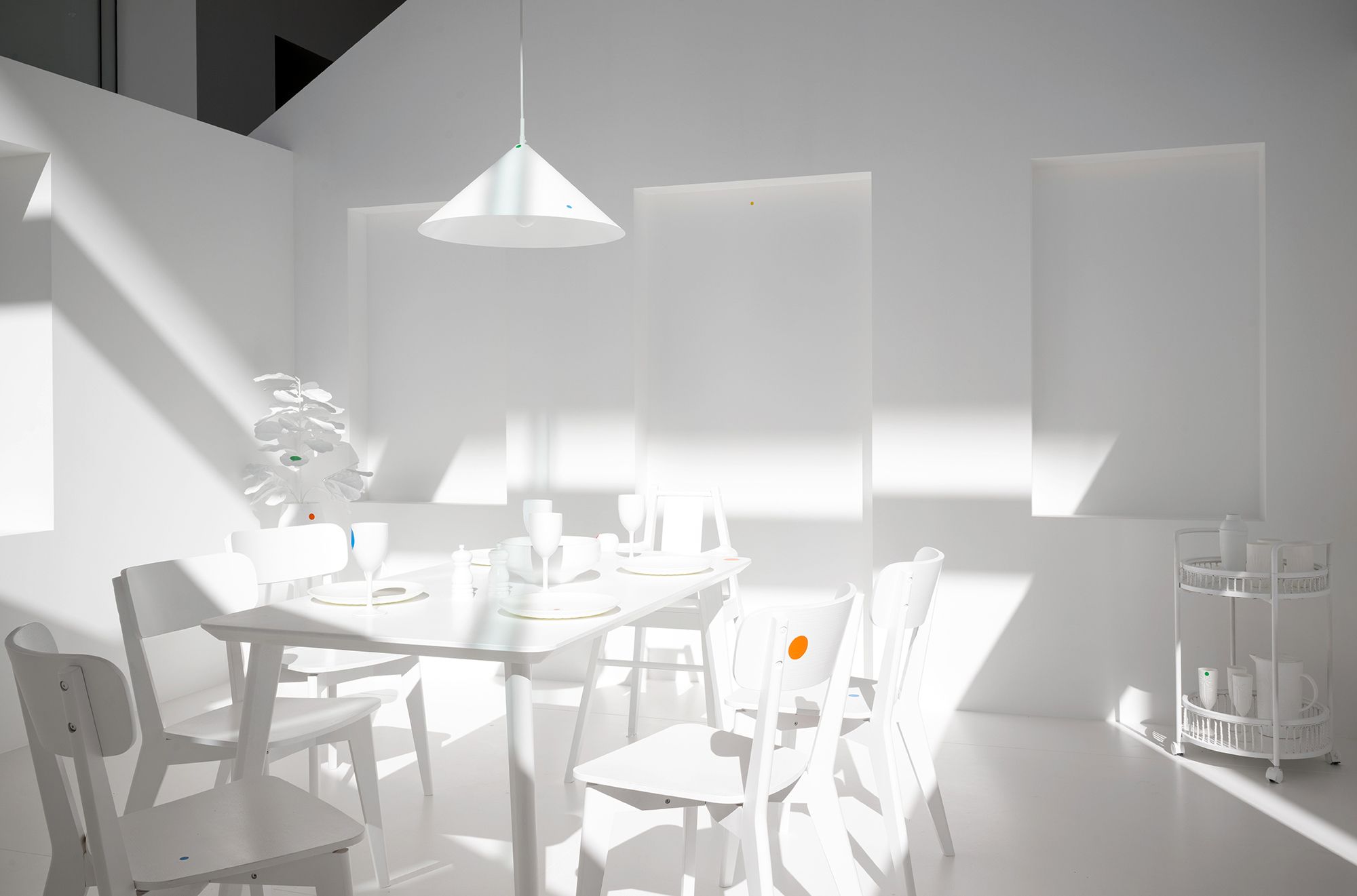 Yayoi Kusama, Japan b.1929 / The obliteration room 2002-present / Furniture, white paint, dot stickers / Collaboration between Yayoi Kusama and Queensland Art Gallery (QAG). Commissioned QAG. Gift of the artist through the QAG Foundation 2012 / Collection: Queensland Art Gallery | Gallery of Modern Art / © Yayoi Kusama / Photograph: C Callistemon © QAGOMA