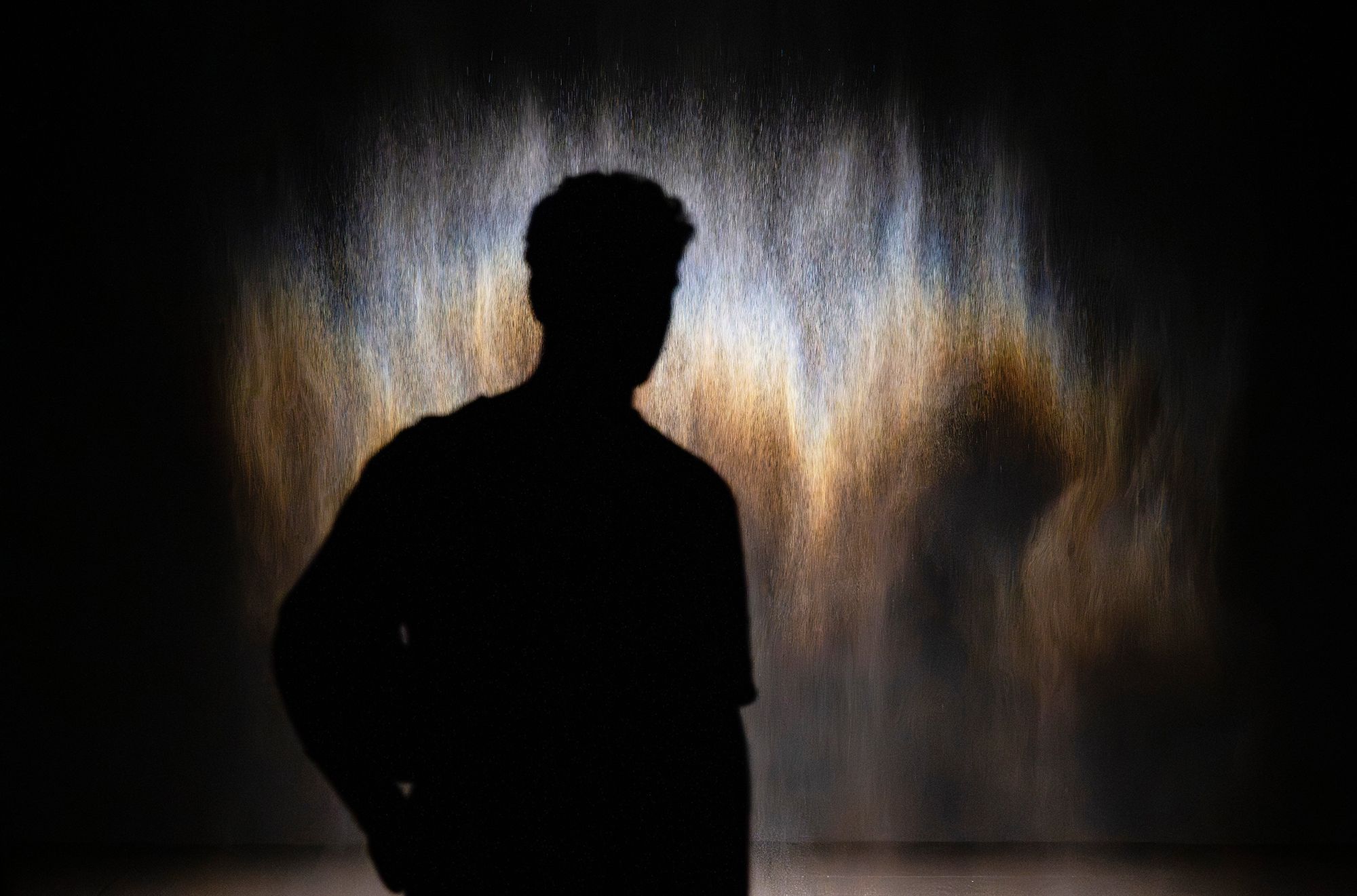 Olafur Eliasson, Denmark b.1967 / Beauty 1993 / Spotlight, water, nozzles, hose, pump / Purchased 2025. The Josephine Ulrick and Win Schubert Charitable Trust / Collection: The Josephine Ulrick and Win Schubert Charitable Trust, Queensland Art Gallery | Gallery of Modern Art / © 1993 Olafur Eliasson / Photograph: J Ruckli © QAGOMA