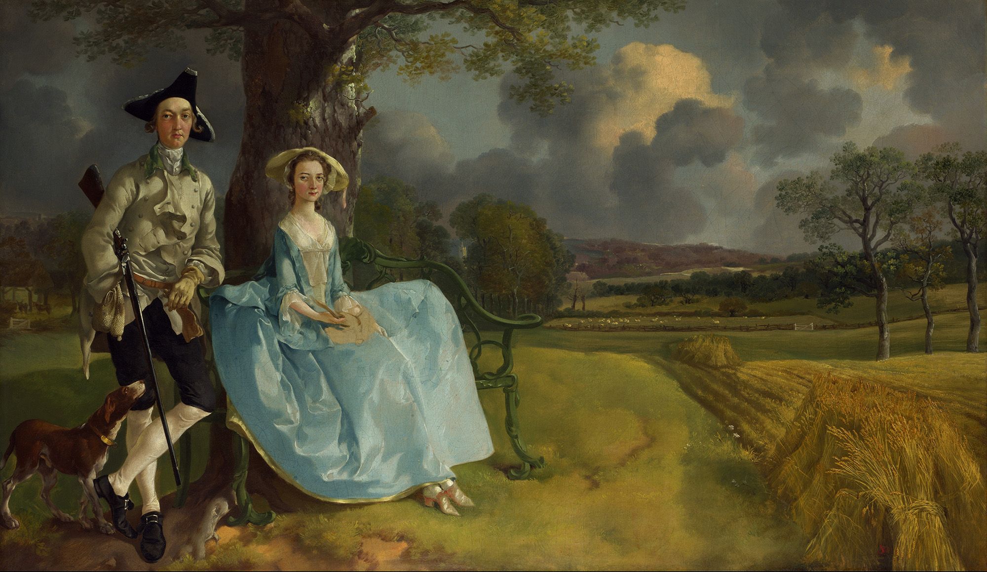 Thomas Gainsborough, England 1727–88 / Mr and Mrs Andrews c.1750 / Oil on canvas / 69.8 × 119.4 cm / Bought with contributions from The Pilgrim Trust, the Art Fund, Associated Television Ltd, and Mr and Mrs W. W. Spooner, 1960 / Collection: The National Gallery, London