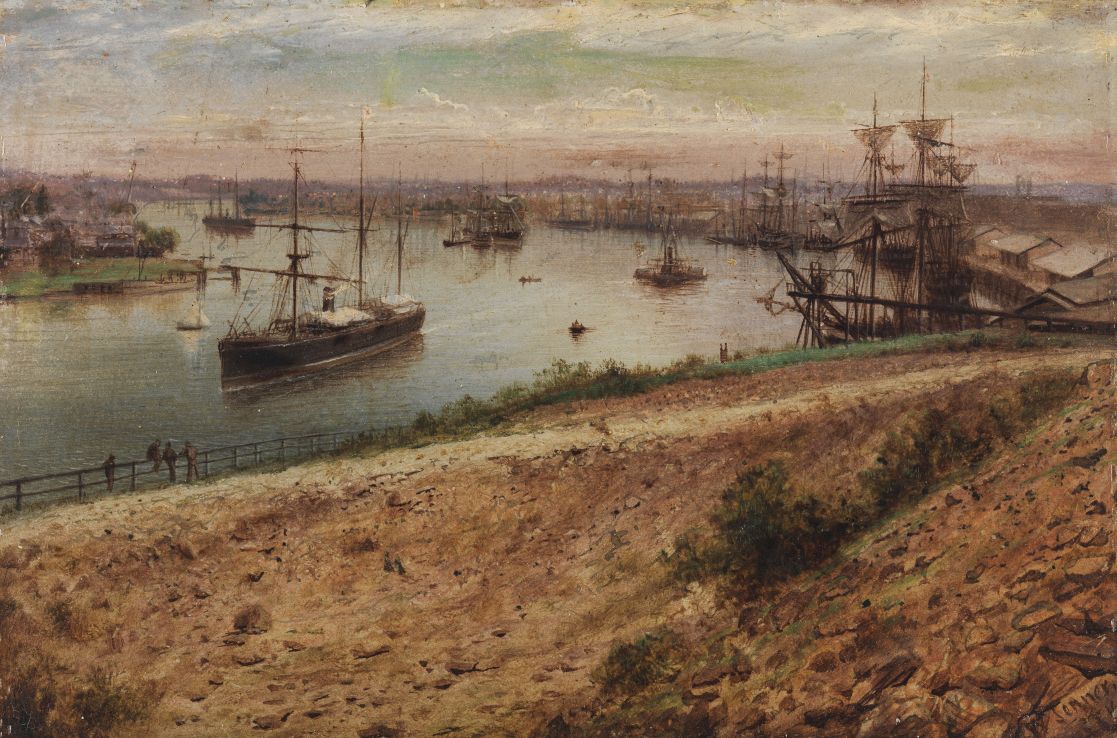Isaac Walter Jenner, England/Australia 1836-1902 / Brisbane from Bowen Terrace, New Farm 1888 / Oil on board / 14.5 x 21.8cm / Purchased 1995. QAG Foundation / Collection: Queensland Art Gallery | Gallery of Modern Art