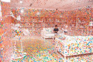 Yayoi Kusama, Japan b.1929 / The obliteration room 2002-present / Furniture, white paint, dot stickers / Collaboration between Yayoi Kusama and Queensland Art Gallery. Commissioned Queensland Art Gallery. Gift of the artist through the QAG Foundation 2012 / Collection: Queensland Art Gallery | Gallery of Modern Art / © Yayoi Kusama