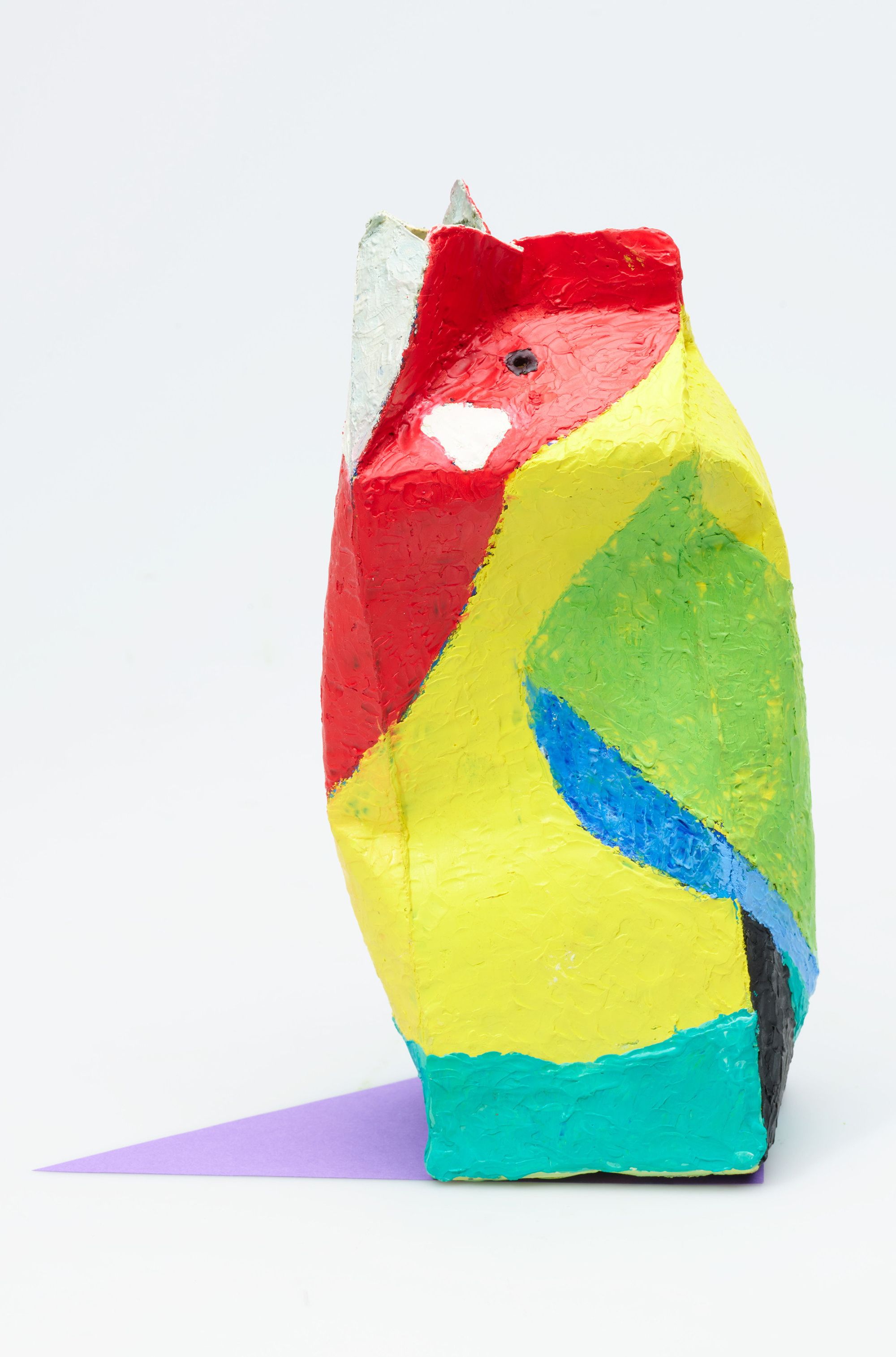 Madeleine Kelly, Germany/Australia b.1977 / Eastern Rosella (from 'Spectra of birds' series) 2014-15 / Encaustic on cardboard with paper and text / 40 parts ranging from 8 x 11 x 11cm to 27 x 9 x 9cm / Purchased 2015 with funds from the Josephine Ulrick and Win Schubert Diversity Foundation through the QAGOMA Foundation / Collection: Queensland Art Gallery | Gallery of Modern Art / © Madeleine Kelly/Copyright Agency
