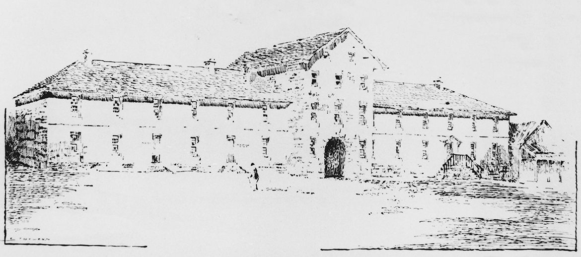 Mr. E. P. Trewern / Artist’s impression, Convict Barracks Queen Street / 99184004932502061 / Courtesy: John Oxley Library, State Library of Queensland, Brisbane