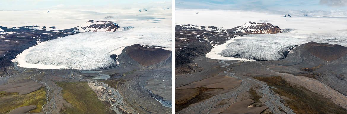 Olafur Eliasson, Denmark b.1967 / The glacier melt series 1999/2019 (detail) 2019 / 30 C-prints / 31 x 90.5cm (each); 226.6 x 478cm (overall) / © 2019 Olafur Eliasson / Courtesy: The artist; neugerriemschneider, Berlin; Tanya Bonakdar Gallery, New York