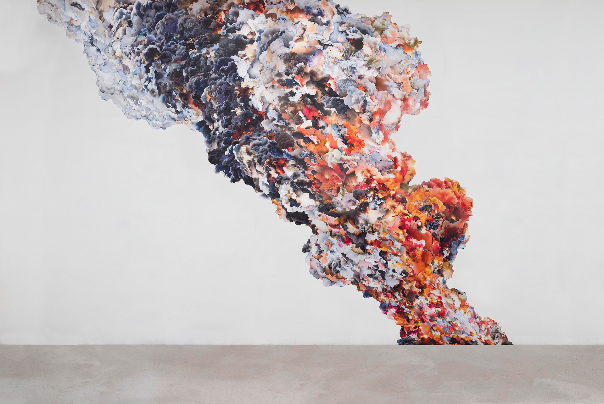 Jemima Wyman, Plume 20 2022, Handcut digital photos 450 x 530cm. Courtesy: Jemima Wyman, Milani Gallery, Brisbane, and Sullivan+Strumpf, Sydney. Photograph: Ed Mumford