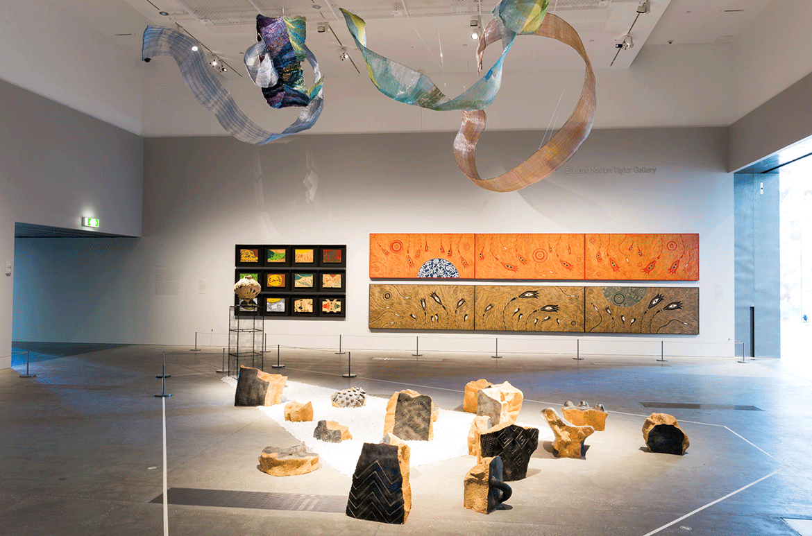 Installation view of ‘The 10th Asia Pacific Triennial of Contemporary Art’ (APT10) project Between Earth and Sky / Photograph: Natasha Harth © QAGOMA