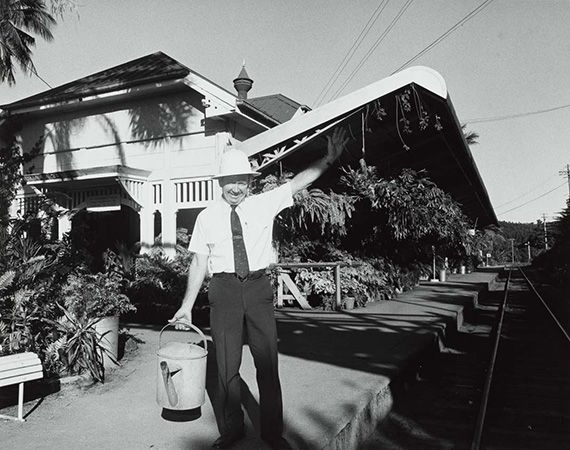 MARTIN, Lin Australia b.1953 Gordon Inglis, station master, Kuranda (from ‘Journeys north’ portfolio) 1986-87 Gelatin silver photograph on paper 40.7 x 50.5cm 38.4 x 48.7cm (comp.) Acc. 1987.166.015 Purchased 1987 with the financial assistance of the Australian Bicentennial Authority to commemorate Australia’s Bicentenary in 1988
