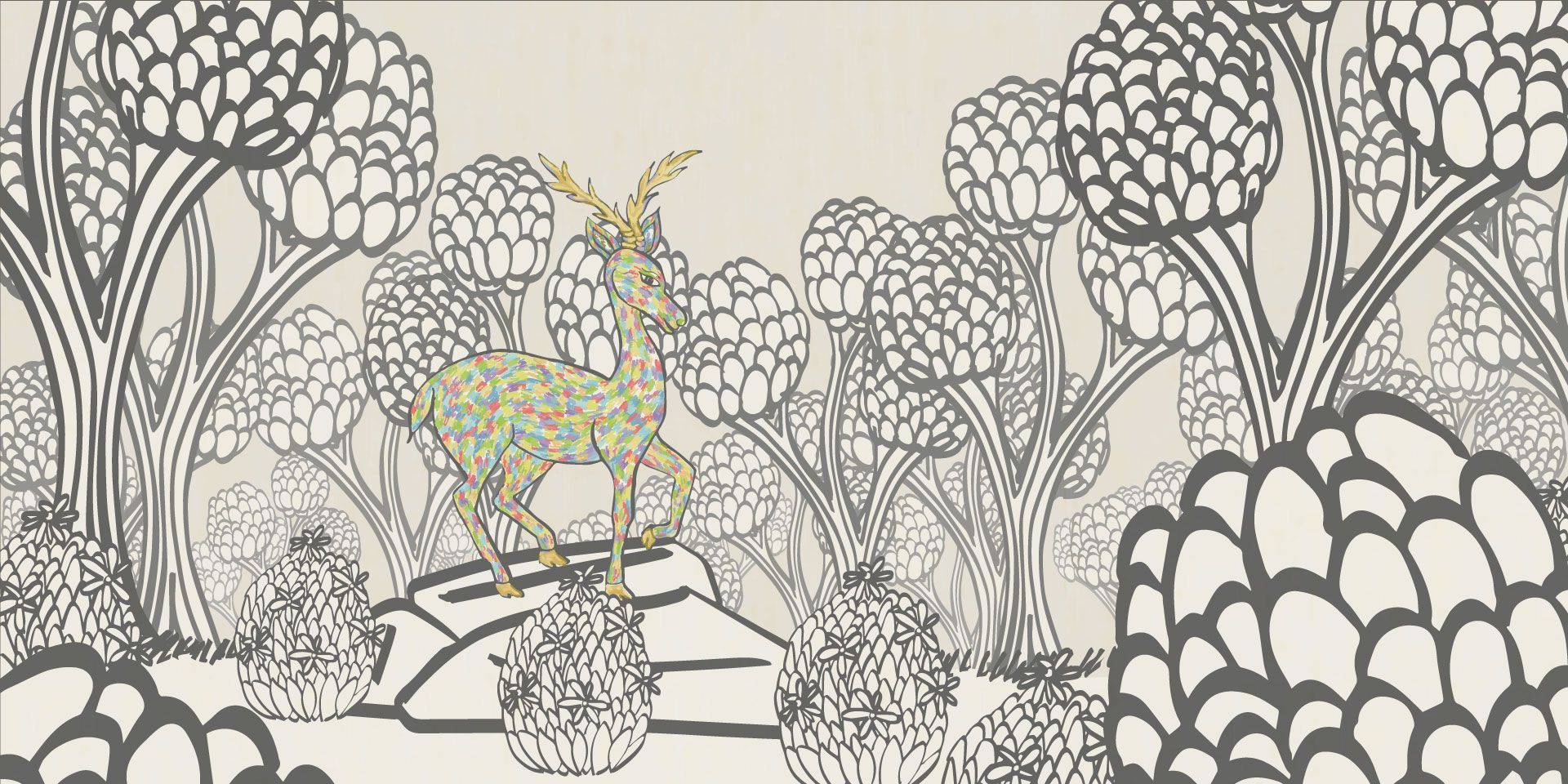 Still from Jakkai Siributr’s The Legend of the Rainbow Stag (animation) 2018, Children’s Art Centre, Gallery of Modern Art, Brisbane
