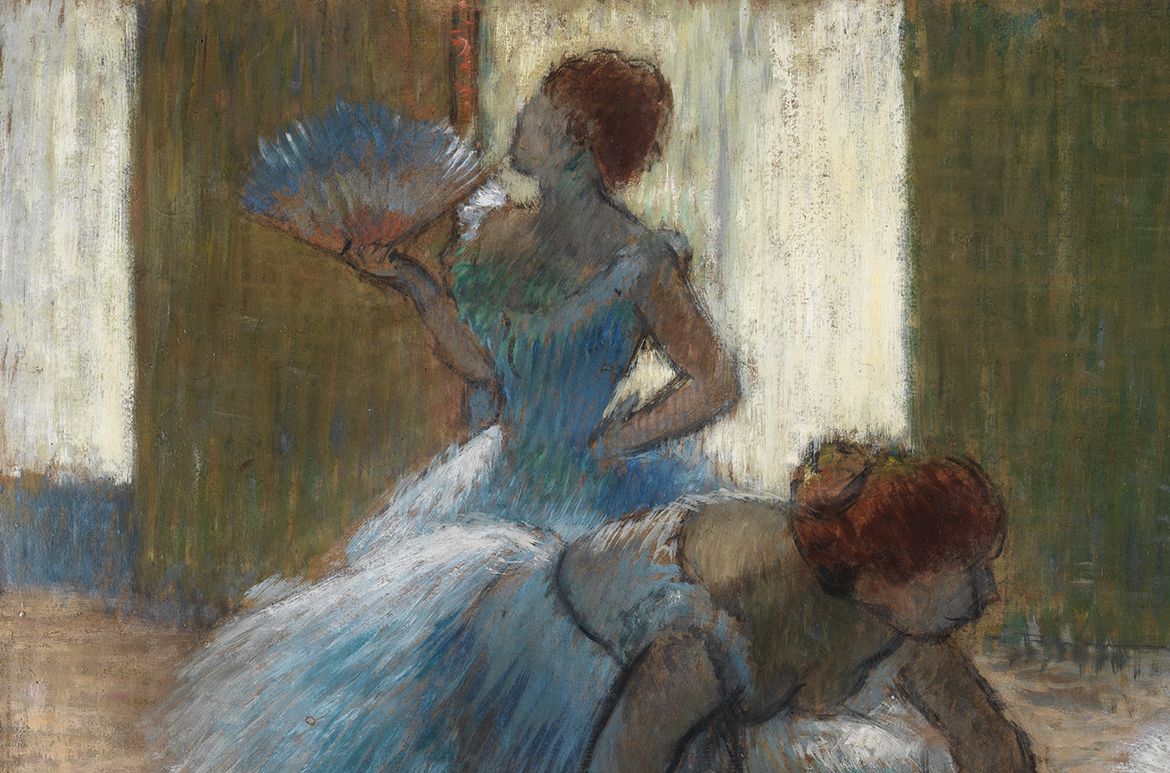 Edgar Degas, France 1834–1917 / Trois danseuses a la classe de danse (Three dancers at a dance class) (detail) c.1888-90 / Oil on cardboard / 50.5 x 60.6cm / Purchased 1959 with funds donated by Major Harold de Vahl Rubin / Collection: Queensland Art Gallery | Gallery of Modern Art