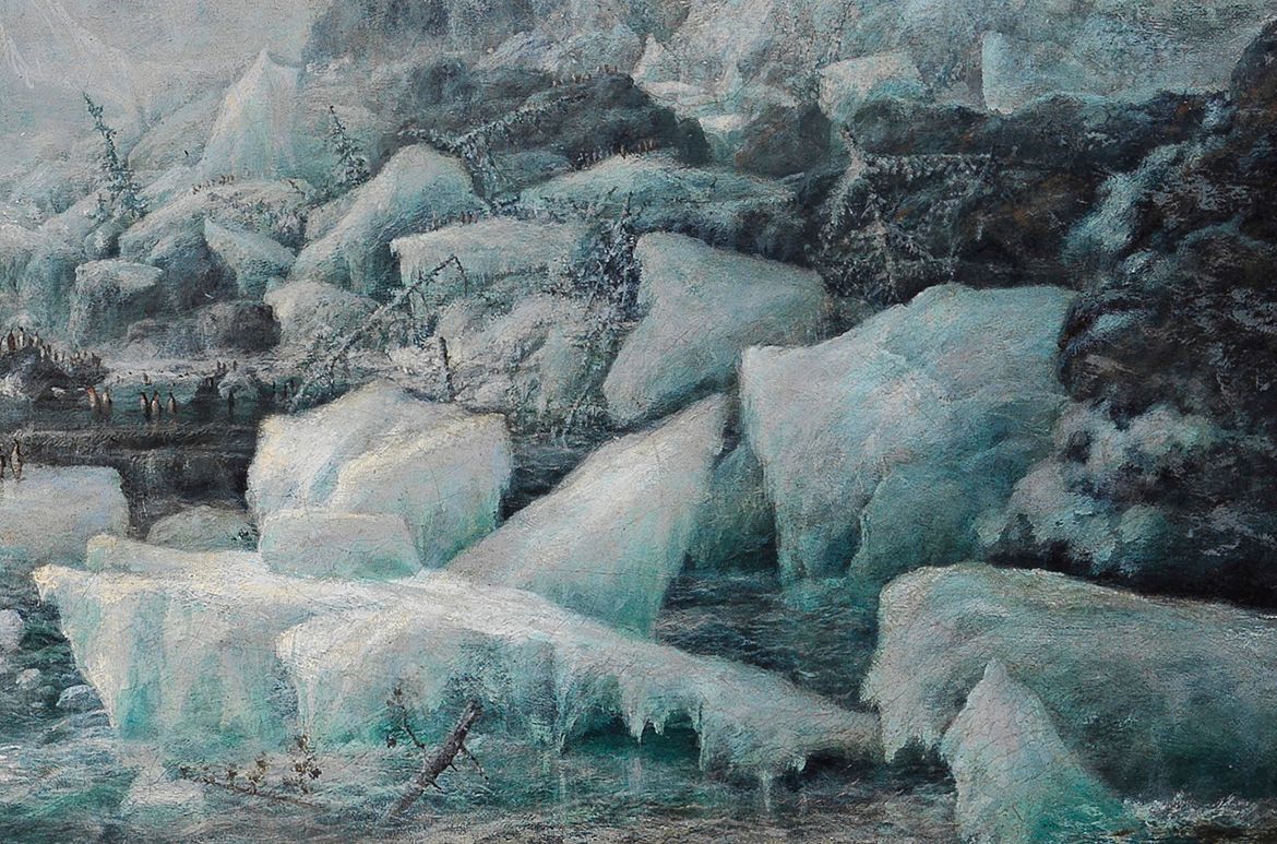 Isaac Walter Jenner, England/Australia 1836-1902 / Cape Chudleigh, Coast of Labrador (detail) 1893, reworked 1895 / Oil on canvas on composition board / 76.5 x 126.9cm / Gift of the artist 1895 / Collection: Queensland Art Gallery | Gallery of Modern Art