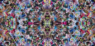 Jemima Wyman / Pairrebeener people / Australia b.1977 / Aggregrate Icon (Kaleidoscopic Catchment) (detail) 2014 / Hand-cut digital photographs and archival tape 205cm (diam.) / Purchased 2014. Queensland Art Gallery | Gallery of Modern Art Foundation Grant / Collection: QAGOMA, Brisbane / © Jemima Wyman